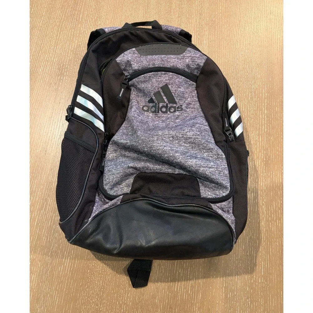Adidas Gray Black Athletic Backpack Laptop School Gym Travel Book Bag